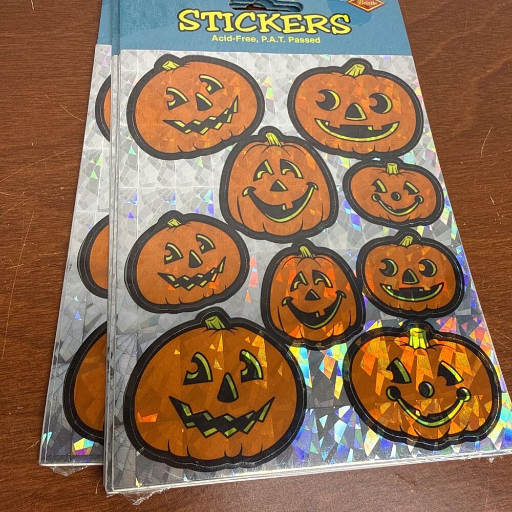 Vintage 1997 Beistle Jack O Lantern Halloween Stickers Sealed Pack 4 Sheets Pris
